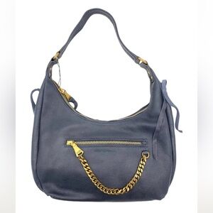 Aimee Kestenberg Leather Hobo No B.S. Deep Indigo Grey Shoulder Bag Purse